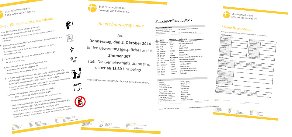 Viel Papierkram auch für den Heimleiter: Mietverträge, Aushänge, Bewohnerlisten, etc.